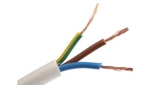 Mains Cable 3x 2.5mm² Copper Unshielded 500V 100m White
